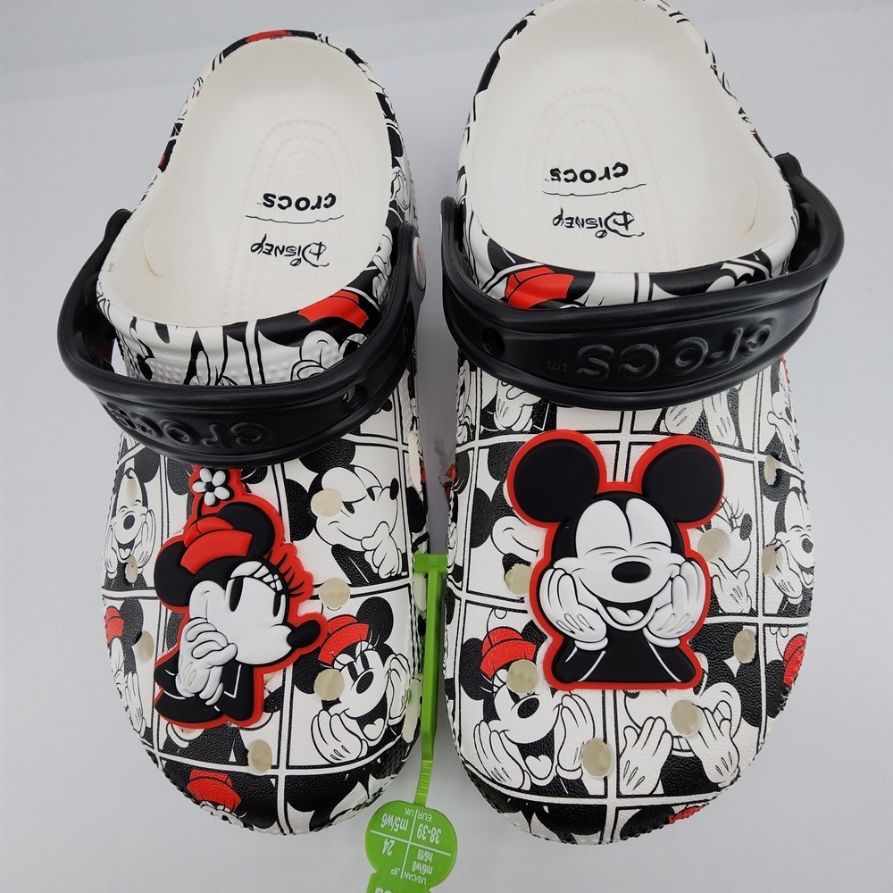 Crocs Disney Mickey and Minnie Classic Clog Womens 8/ Mens 6 Black White Red NEW - Picture 3 of 10